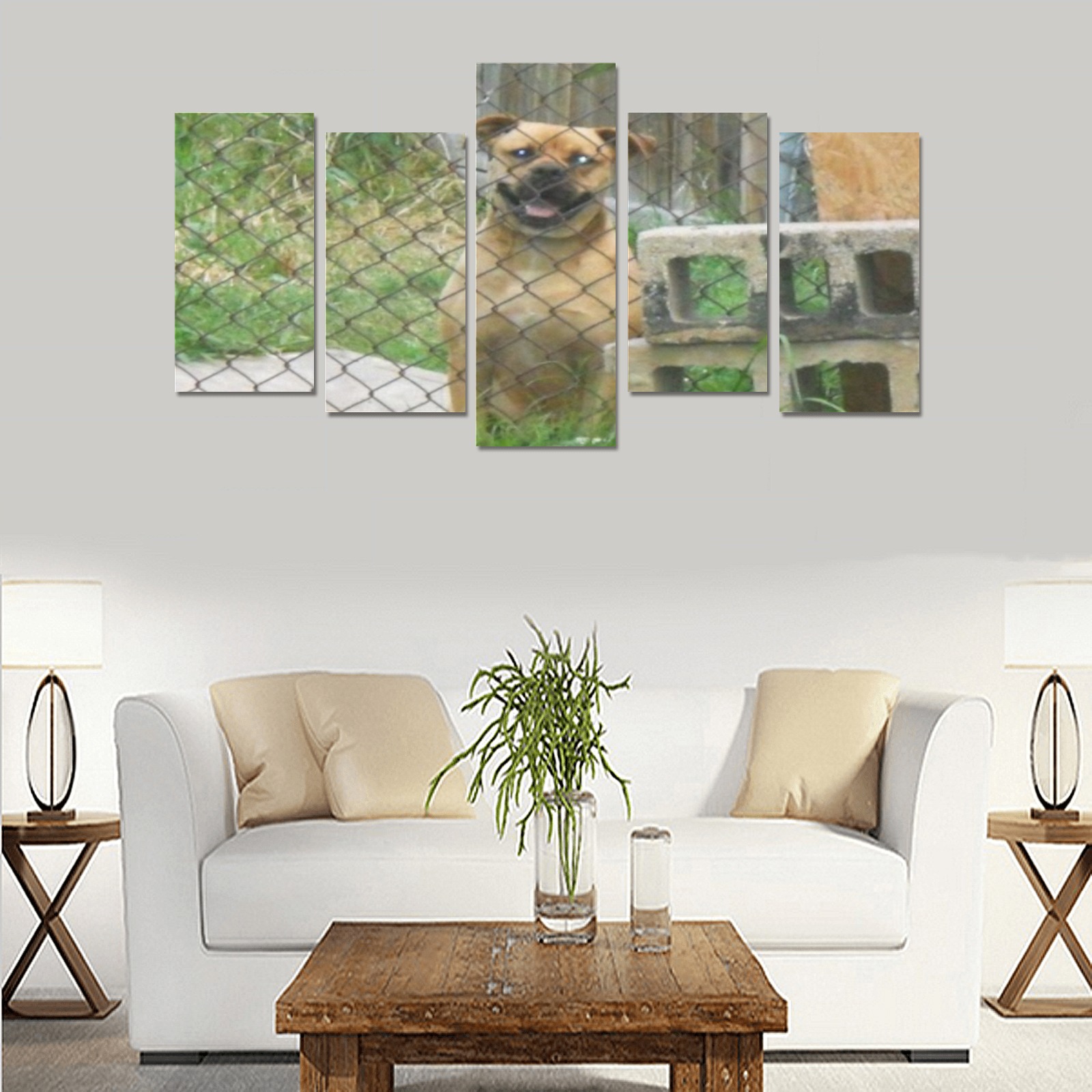 A Smiling Dog Canvas Print Sets E (No Frame)
