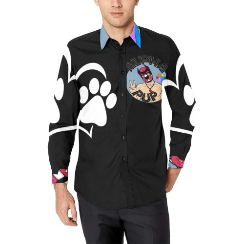 Alpha Pup by Fetishworldgay Men's All Over Print Casual Dress Shirt (Model T61)
