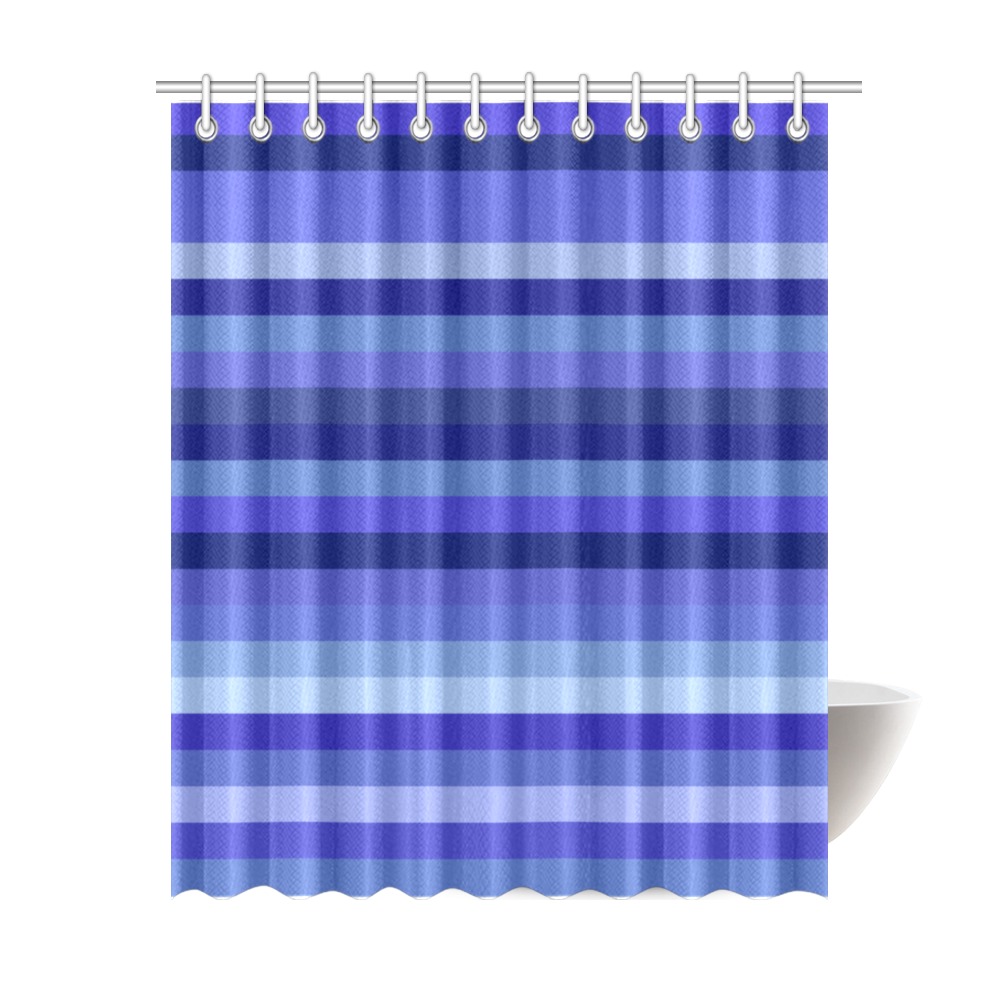 Blueberry Blue Stripes Shower Curtain 69"x84"