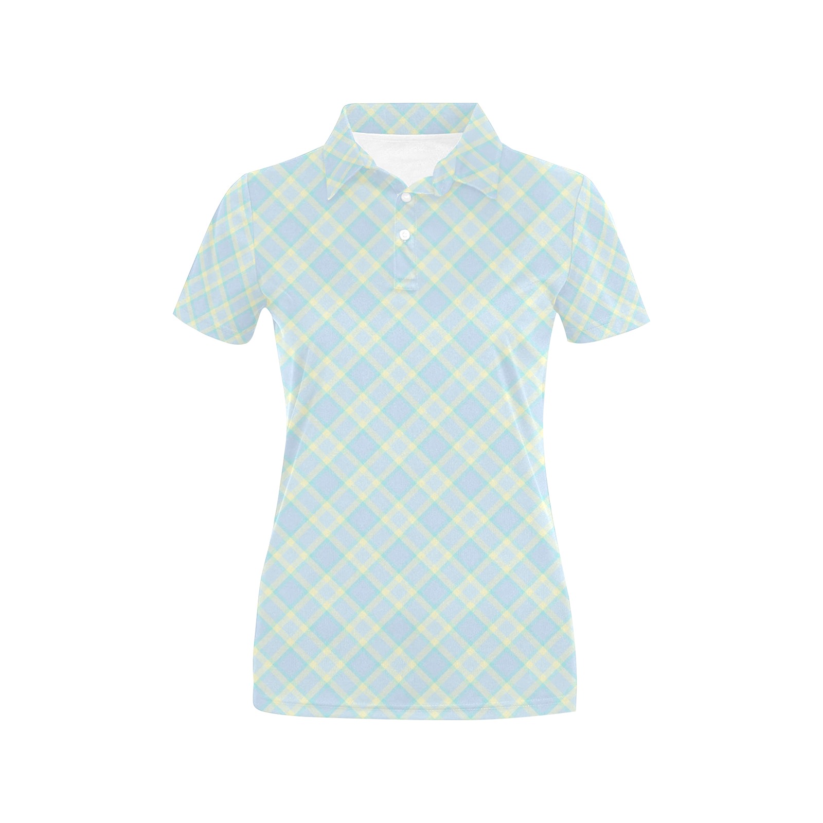 Pastel Baby Boy Plaid Women's All Over Print Polo Shirt (Model T55)