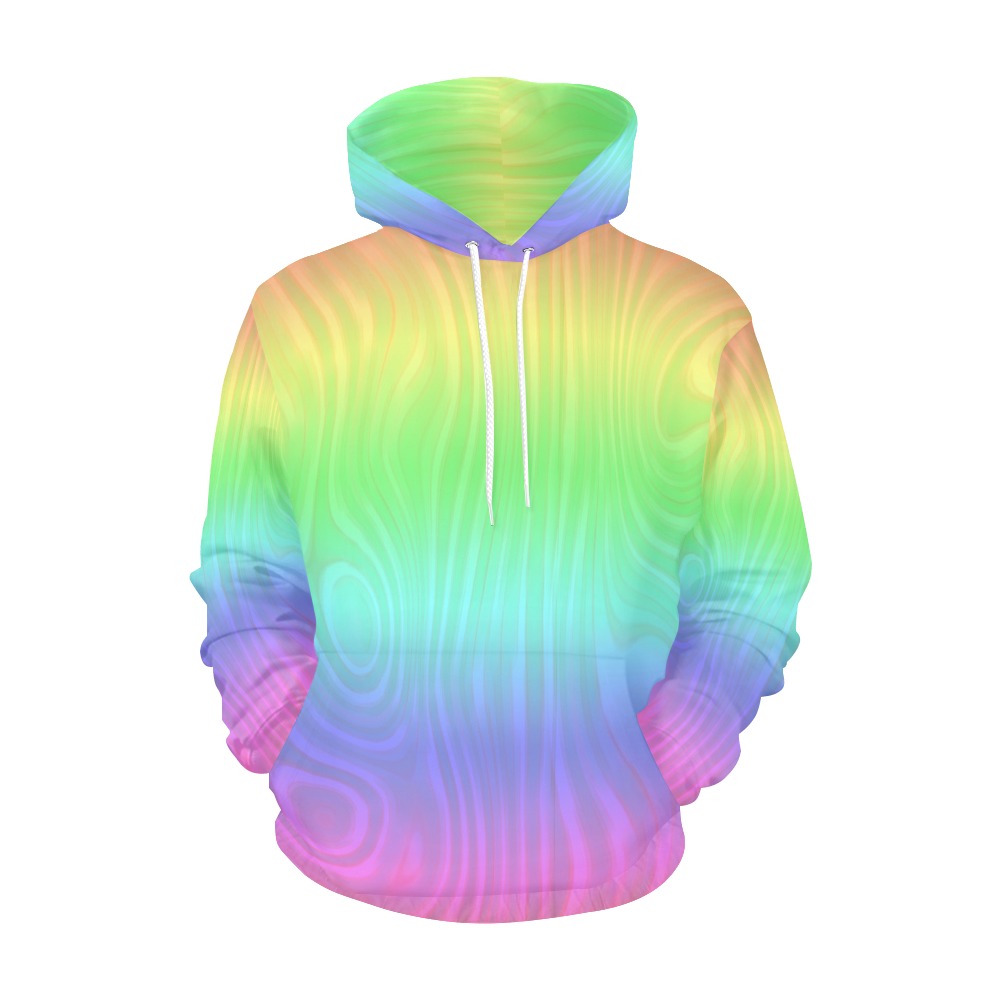 Groovy Pastel Rainbow All Over Print Hoodie for Women (USA Size) (Model H13)