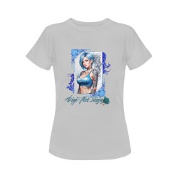 TATTOO BABES BLUE LADIES - #1 GRY Women's T-Shirt in USA Size (Front Printing Only)