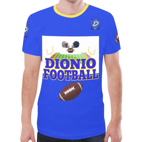 DIONIO Clothing - Dionio Football T Shirt ( Blue & Yellow D Shield Logo) New All Over Print T-shirt for Men (Model T45)