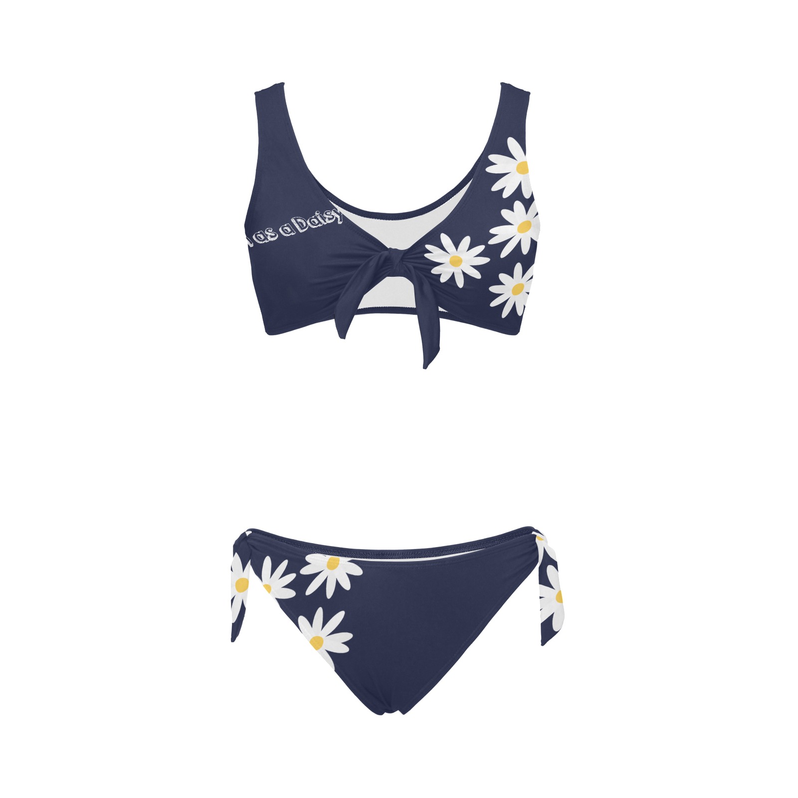 Daisy Woman's Swimwear Navy Bow Tie Front Bikini Swimsuit (Model S38)