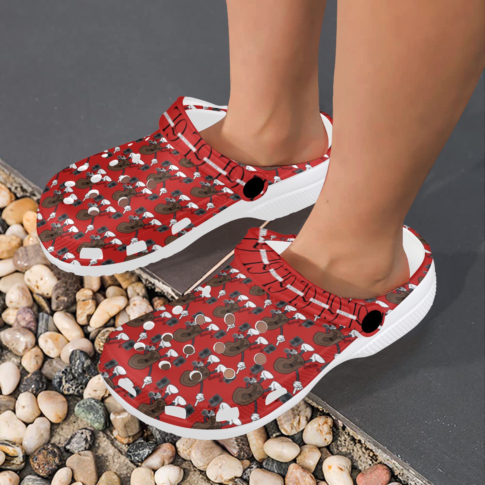 lg Red Custom Print Foam Clogs for Adults