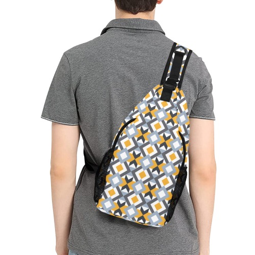 Retro Angles Abstract Geometric Pattern Men's Casual Chest Bag (Model 1729)