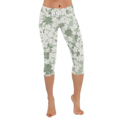 Tropical flowering GW2 Women's Low Rise Capri Leggings (Invisible Stitch) (Model L08)