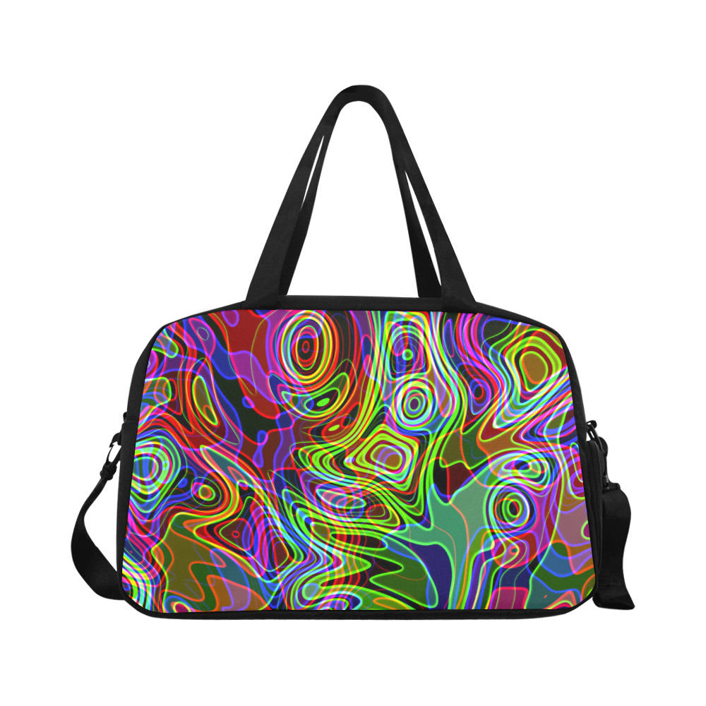 Abstract Retro Neon Pattern Background Design Fitness Handbag (Model 1671)