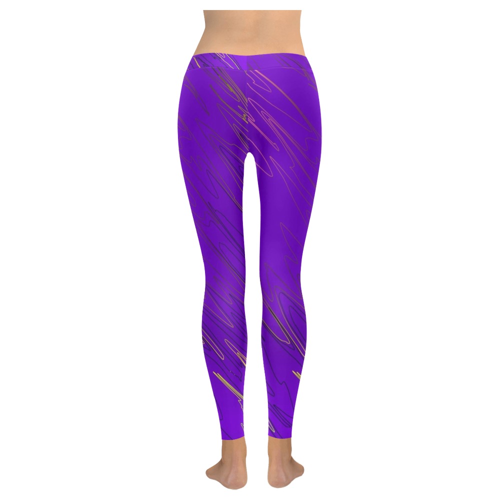 Marbled Purple Women's Low Rise Leggings (Invisible Stitch) (Model L05)