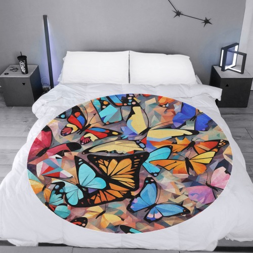 A mix of colorful butterflies. Cool positive art Circular Ultra-Soft Micro Fleece Blanket 60"