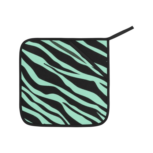 Mint Green Zebra Stripes Oven Mitt & Pot Holder