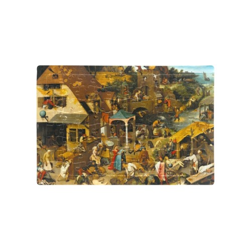 Pieter Brueghel the Elder-The Dutch Proverbs A4 Size Jigsaw Puzzle (Set of 80 Pieces)