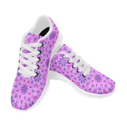 Lavender Abstract Floral Kid's Running Shoes (Model 020)