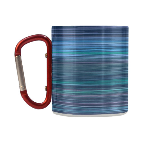 Abstract Blue Horizontal Stripes Classic Insulated Mug(10.3OZ)