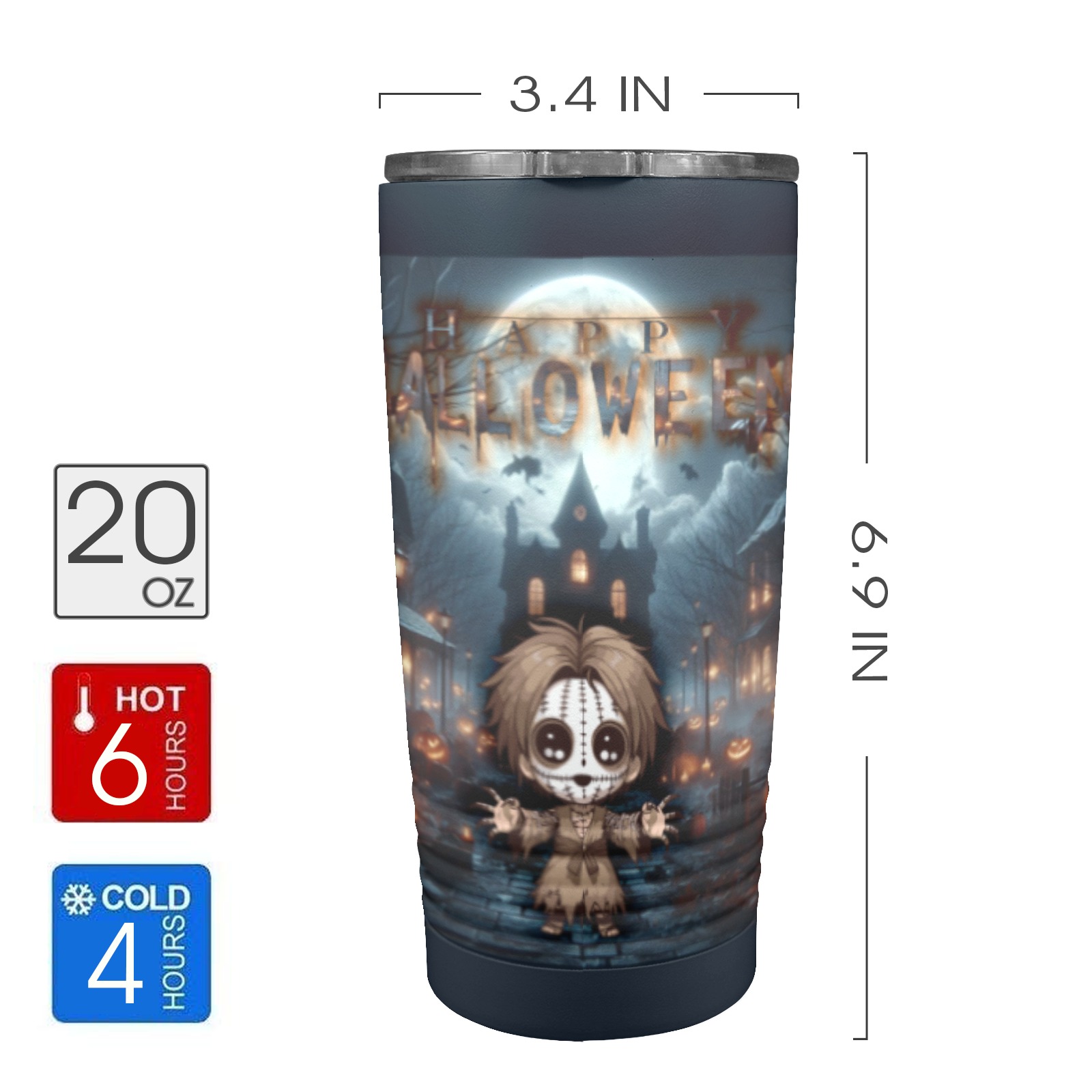 Happy Hello Ween 20oz Insulated Stainless Steel Mobile Tumbler