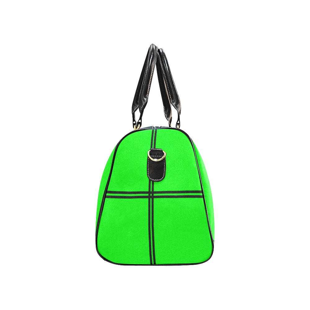 Black Interlocking Squares funhouse green New Waterproof Travel Bag/Large (Model 1639)