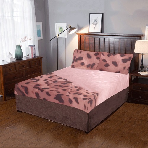 pink spotted jaguar style 3-Piece Bedding Set