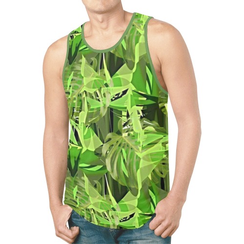 Tropical Jungle Leaves Camouflage New All Over Print Tank Top for Men (Model T46)