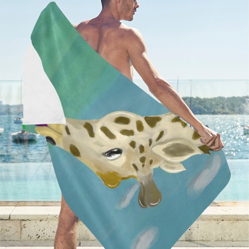 Giraffe and worm Beach Towel 30"x 60"