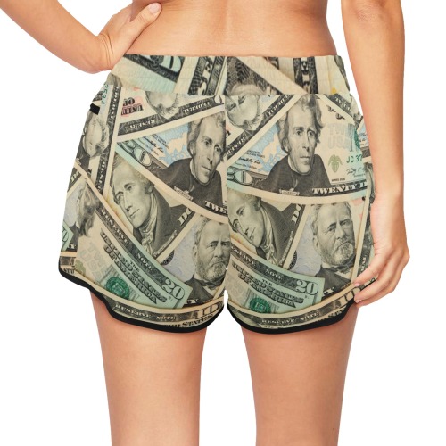 US PAPER CURRENCY Women's Sports Shorts (Model L61)