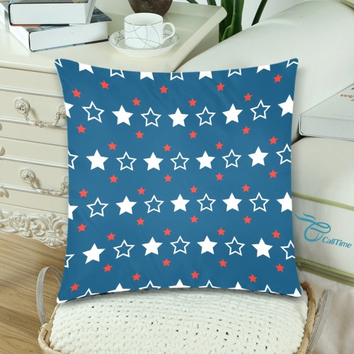 Patriotic Stars USA Custom Zippered Pillow Cases 18"x 18" (Twin Sides) (Set of 2)