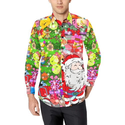 Santa Christmas by Nico Bielow Men's All Over Print Casual Dress Shirt (Model T61)