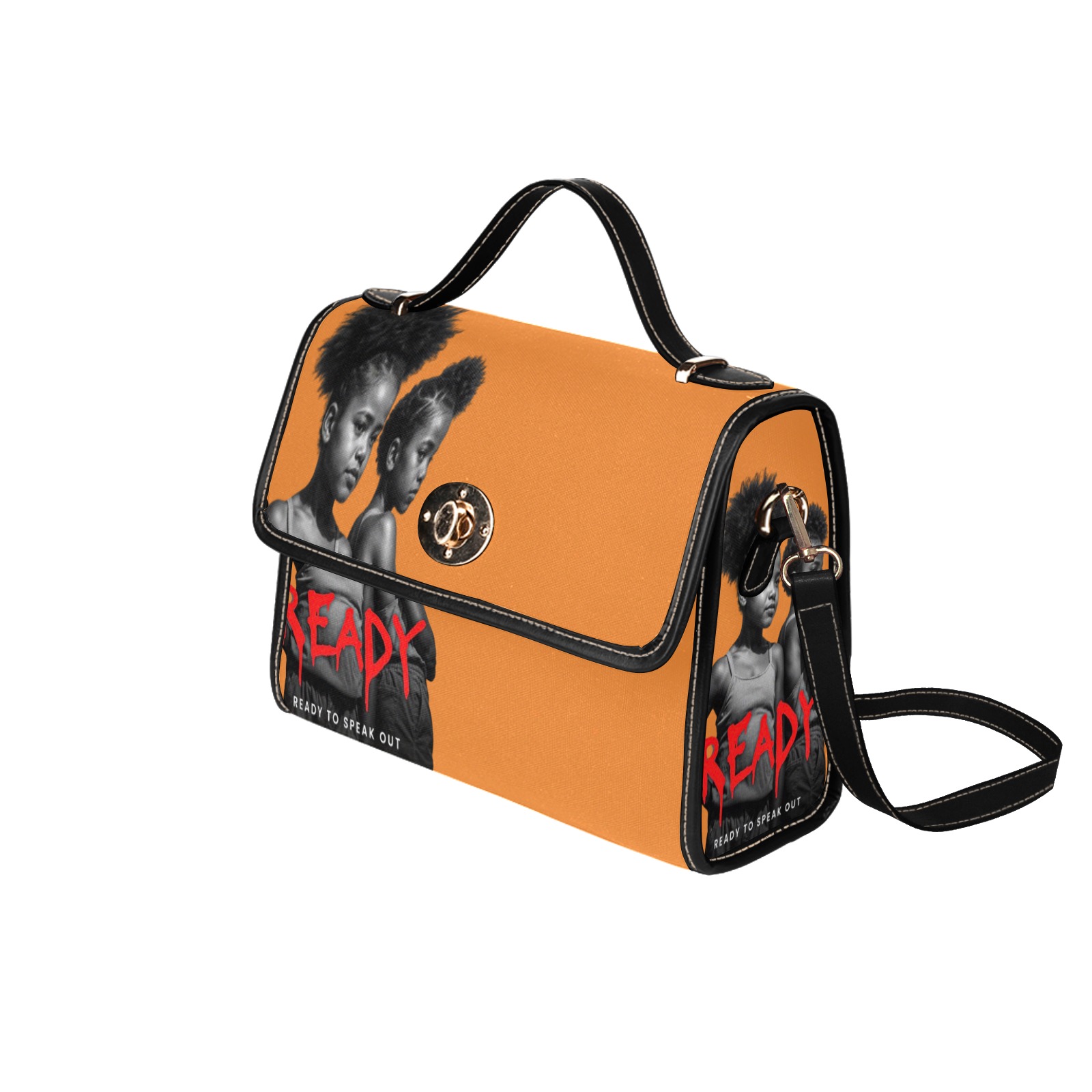 READY Purse Orange Waterproof Canvas Bag-Black (All Over Print) (Model 1641)