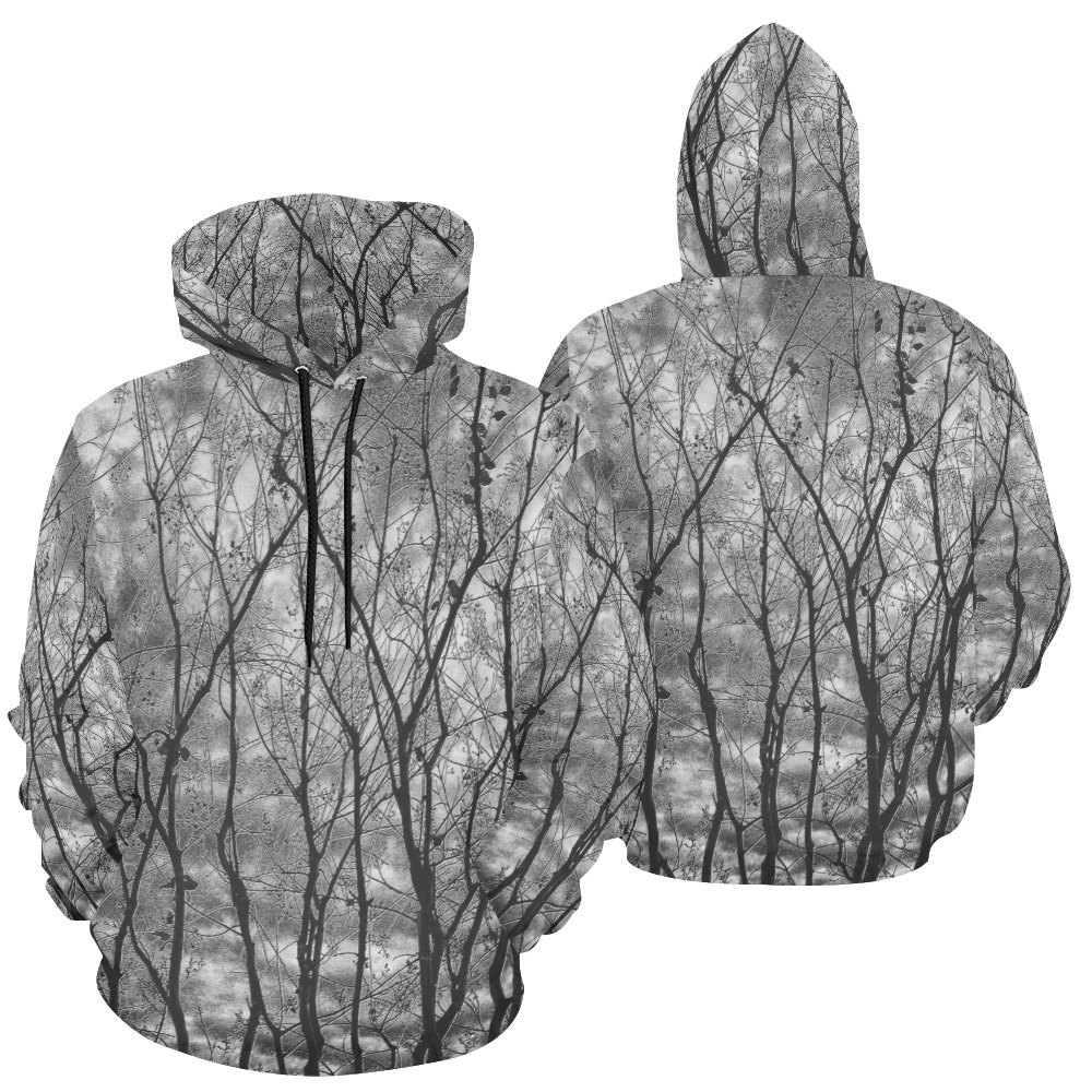 Trees Noir All Over Print Hoodie for Men (USA Size) (Model H13)