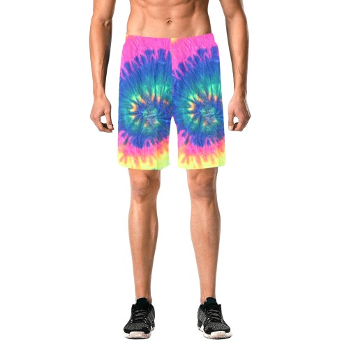 tye-dyed Men's All Over Print Elastic Beach Shorts (Model L20)