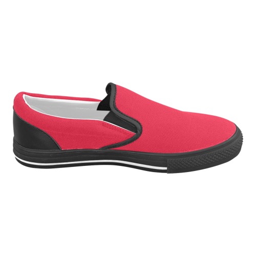 color Spanish red Men's Slip-on Canvas Shoes (Model 019)