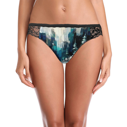 Painted City Winter Scene 1006 Women's Lace Panty (Model L41)