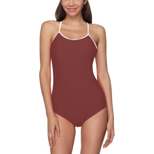 Nude Colour Woman's Swimwear Brown Strap Swimsuit ( Model S05)