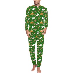Christmas Gingerbread, Snowman, Reindeer and Santa Men's All Over Print Pajama Set with Custom Cuff