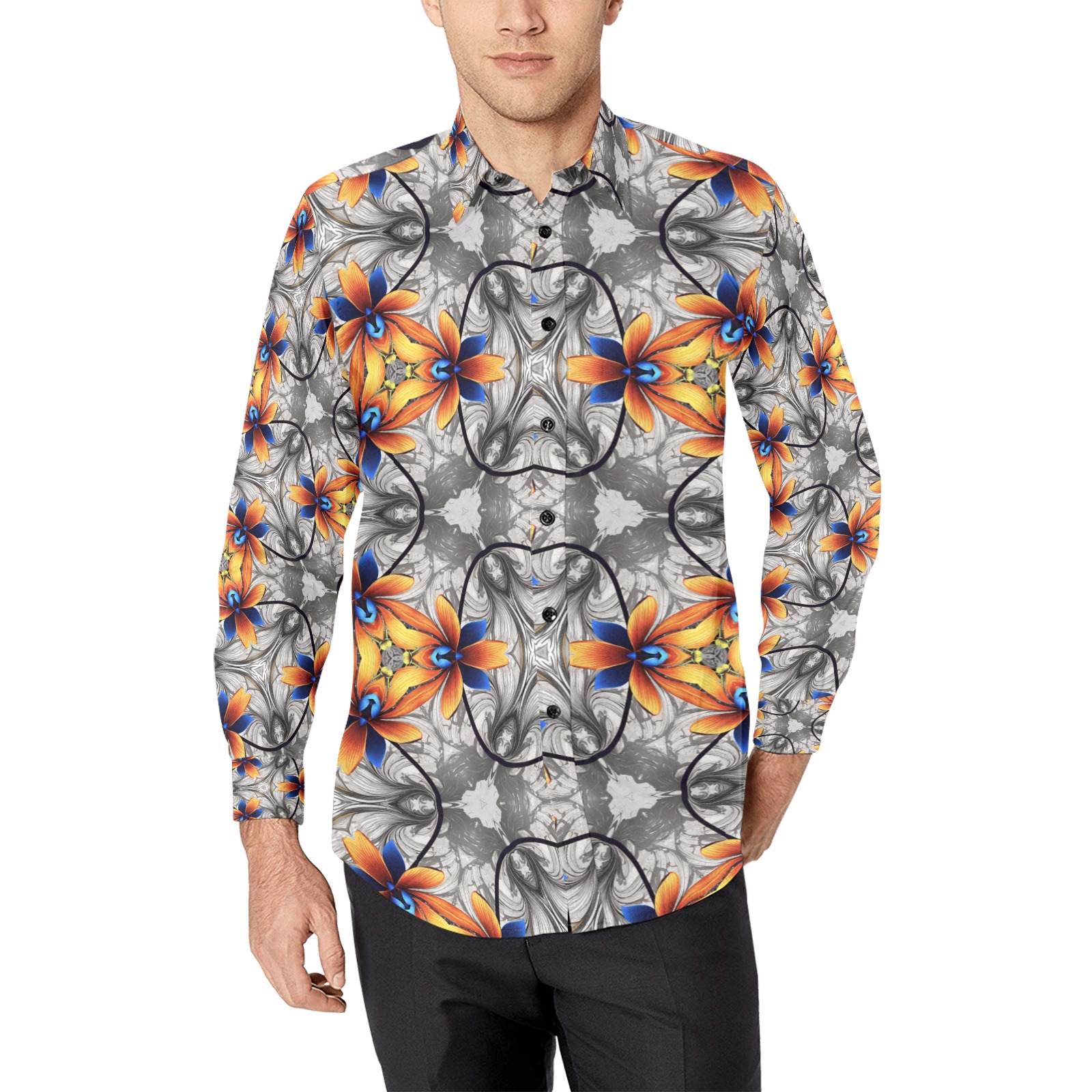 space time 187c4b Men's All Over Print Casual Dress Shirt (Model T61)