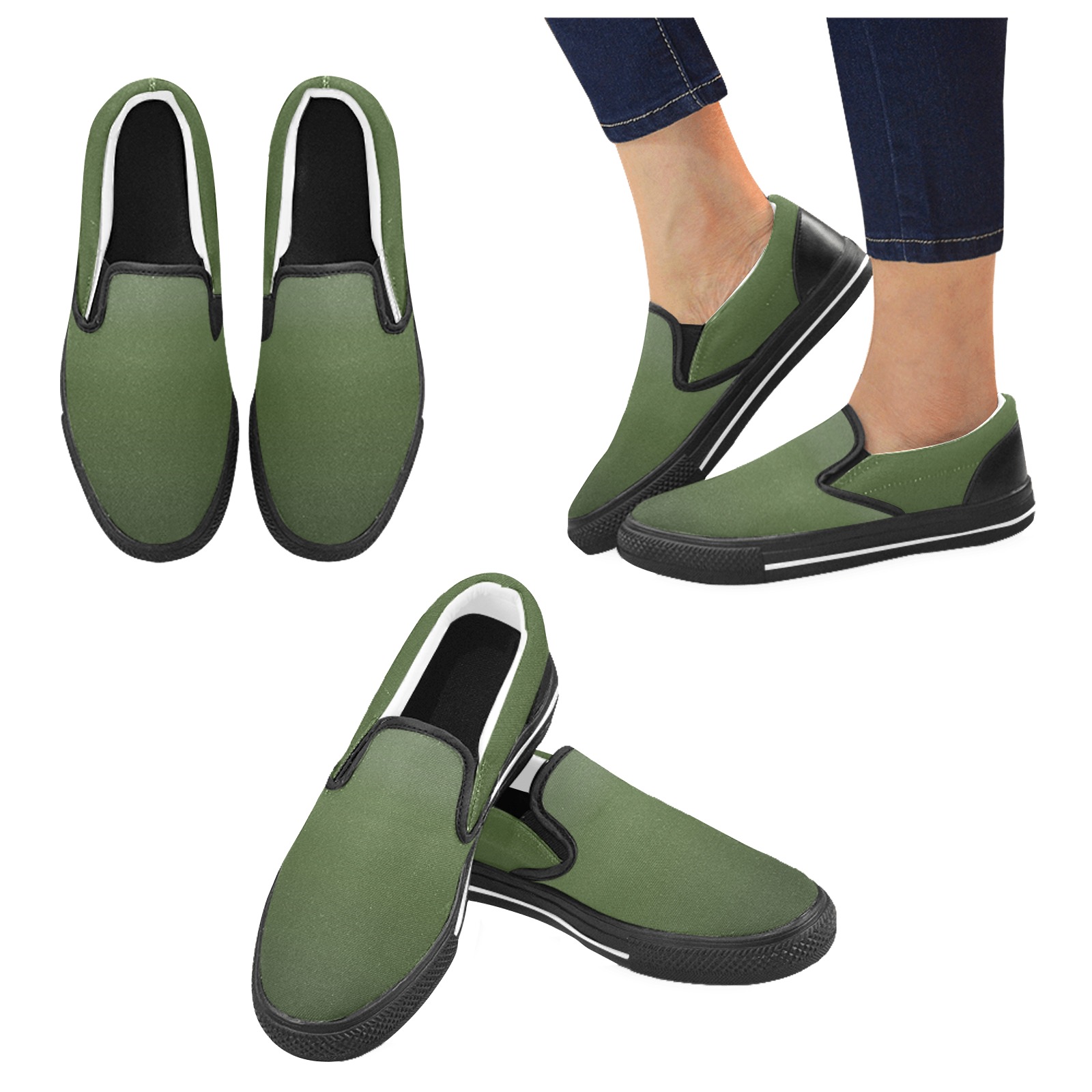gr sp black Men's Slip-on Canvas Shoes (Model 019)