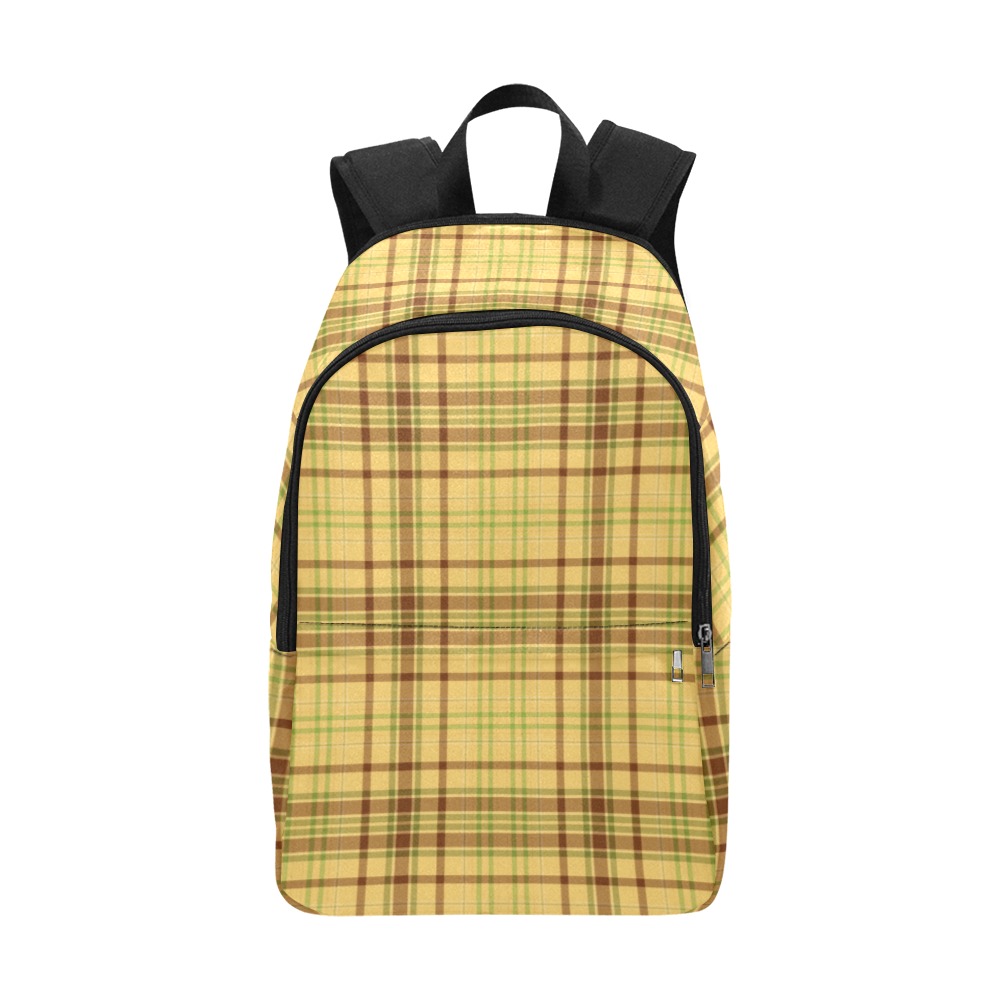 Yellow Brown Plaid Fabric Backpack for Adult (Model 1659)