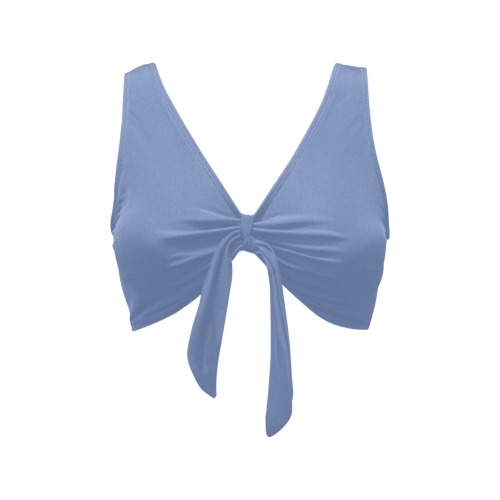 Solid Colors Blue Chest Bowknot Bikini Top (Model S33)