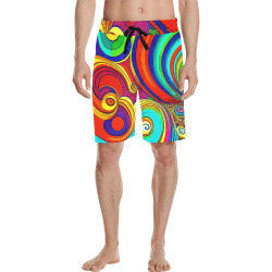 Colorful Groovy Rainbow Swirls Men's All Over Print Casual Shorts (Model L23)