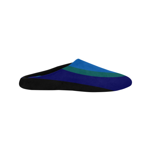 Dimensional Blue Abstract 915 Men's Non-Slip Cotton Slippers (Model 0602)