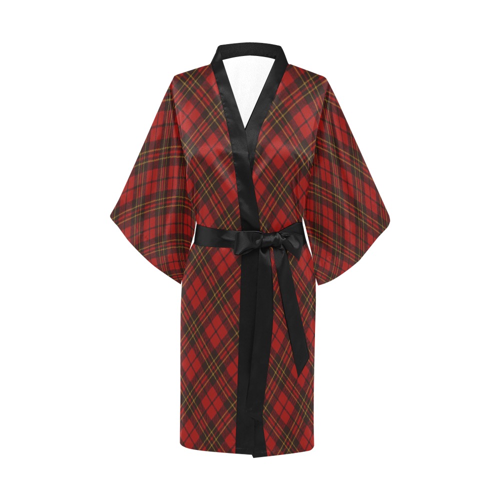 Red tartan plaid winter Christmas pattern holidays Kimono Robe