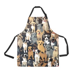 Abstract pattern of small funny dogs. All Over Print Apron