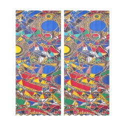 Chic avant-garde abstract art on an African theme. Gauze Curtain 28"x95" (Two-Piece)