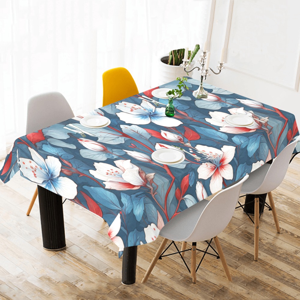 Fabulous Florals 8 Cotton Linen Tablecloth 60"x120"