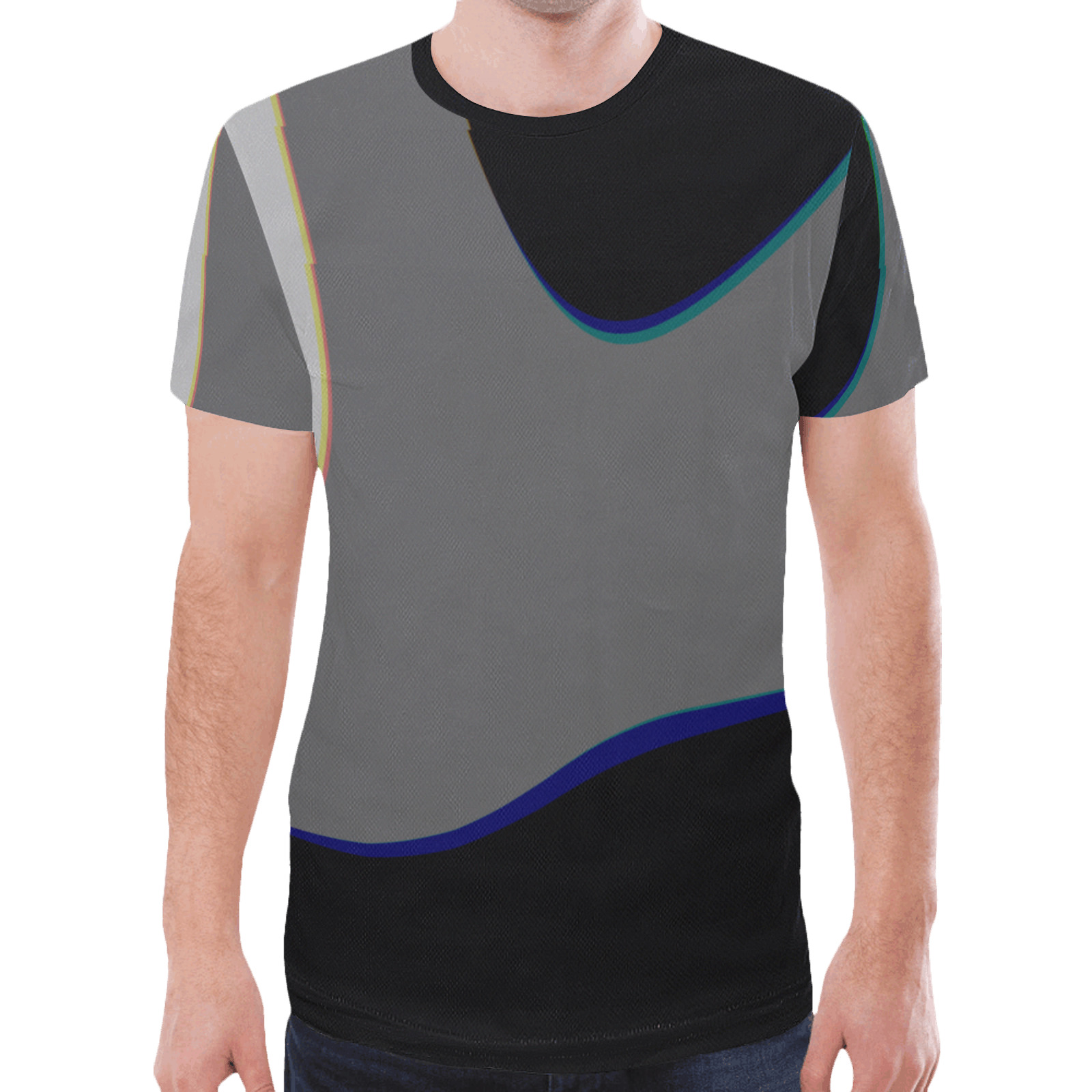 Black And Grey Abstract Art 306 New All Over Print T-shirt for Men (Model T45)