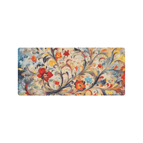 Cool decorative floral ornament. Colorful fantasy Gaming Mousepad (35"x16")