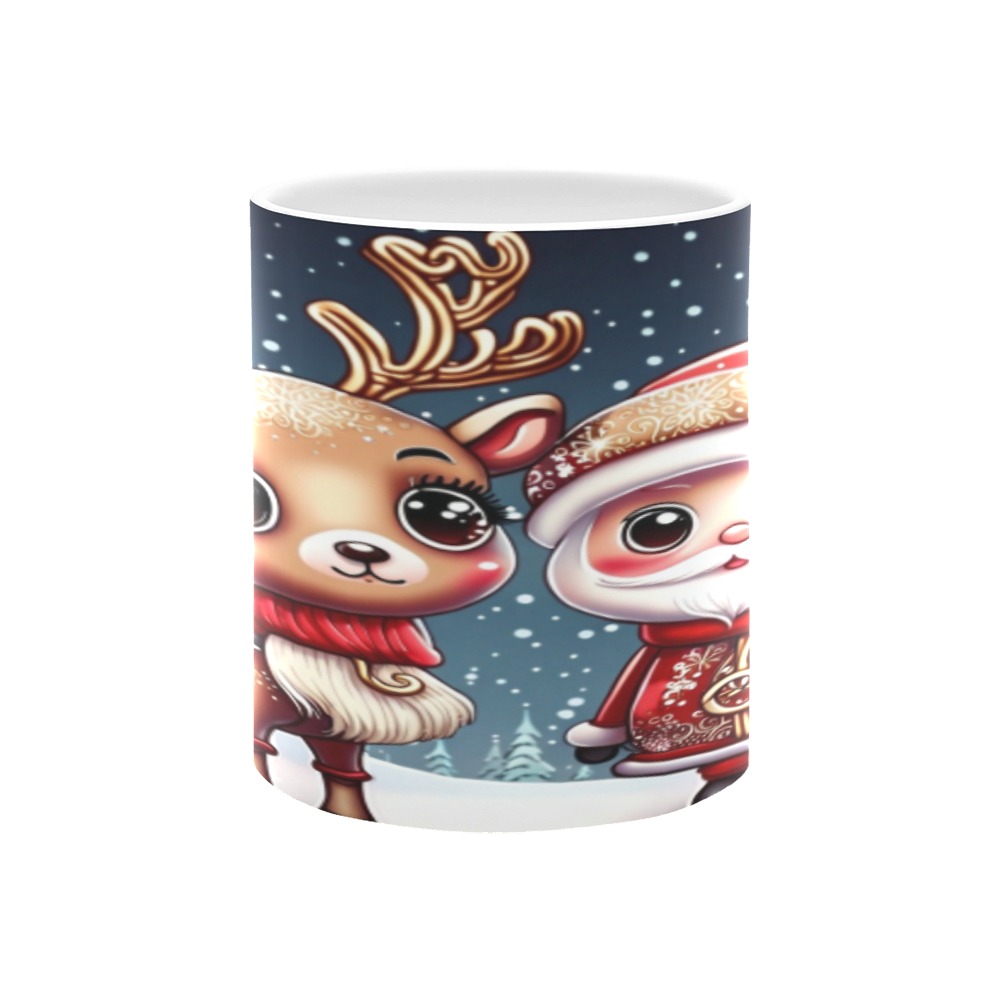 Santa and Reindeer White Mug(11OZ)