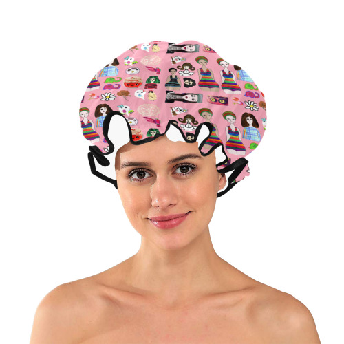 drawing collage pink Shower Cap