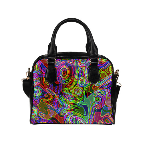 Abstract Retro Neon Pattern Background Design Shoulder Handbag (Model 1634)