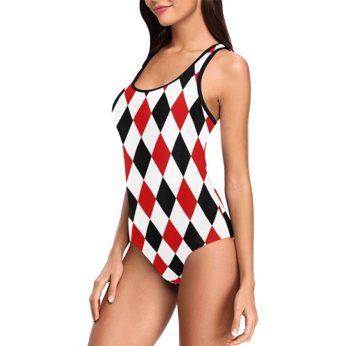 DIAMOND PATTERN Vest One Piece Swimsuit (Model S04)