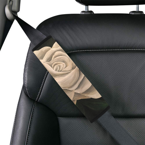 White Rose Car Seat Belt Cover 7''x10''